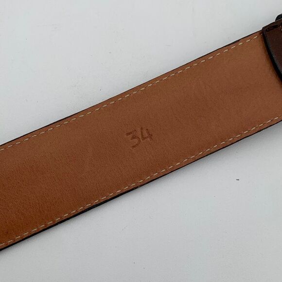 Vinyard Vines Men's Classic Brown Leather Belt silver buckle size 34 - Picture 8 of 9